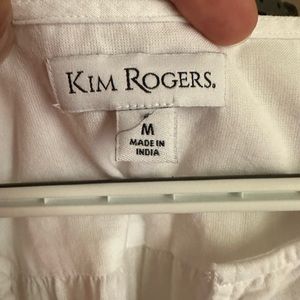 White blouse with navy detail. Excellent condition